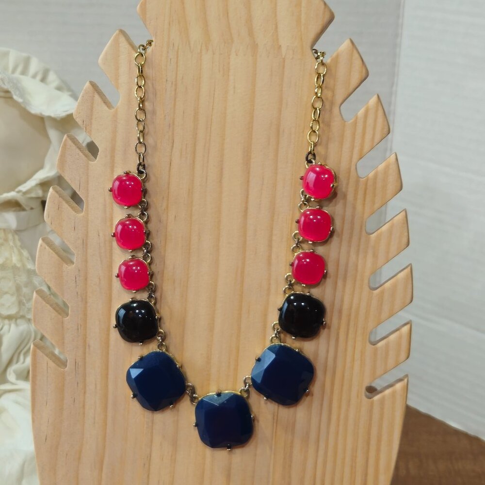 Navy and Pink Acrylic/Resin? Statement Necklace